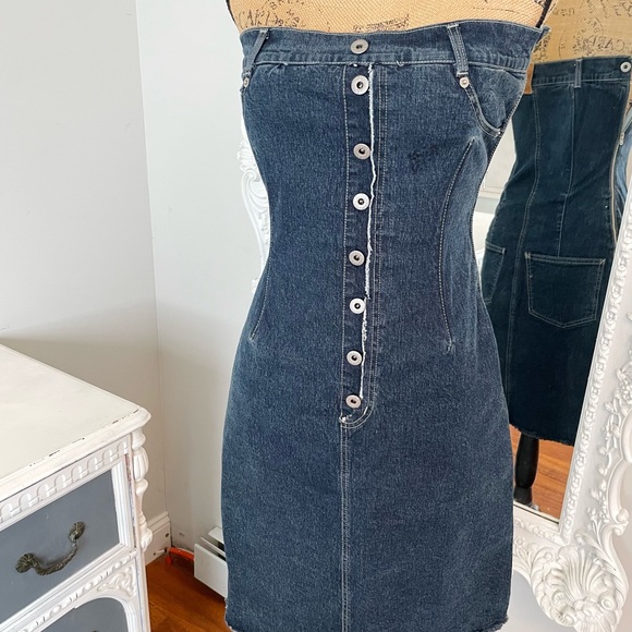 AUTHENTIC RARE Alexander McQueen Denim Corset Strapless Runway Dress - Picture 3 of 14